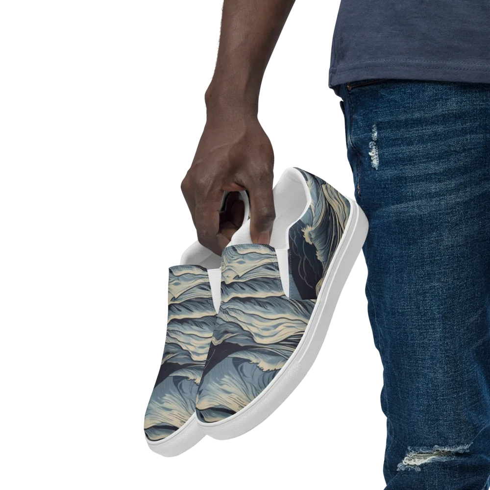 Moonlit Swell on Men's Slip-On Canvas Shoes — Left Front