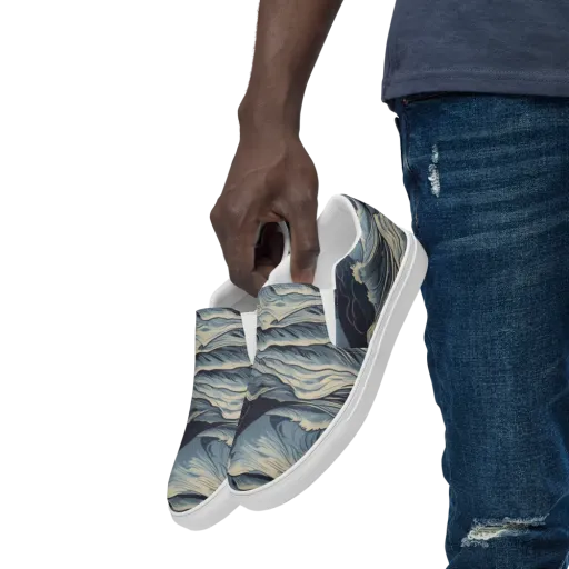 Moonlit Swell on a Men's Slip-On Canvas Shoes