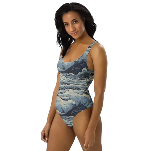 Moonlit Swell on a One-Piece Swimsuit