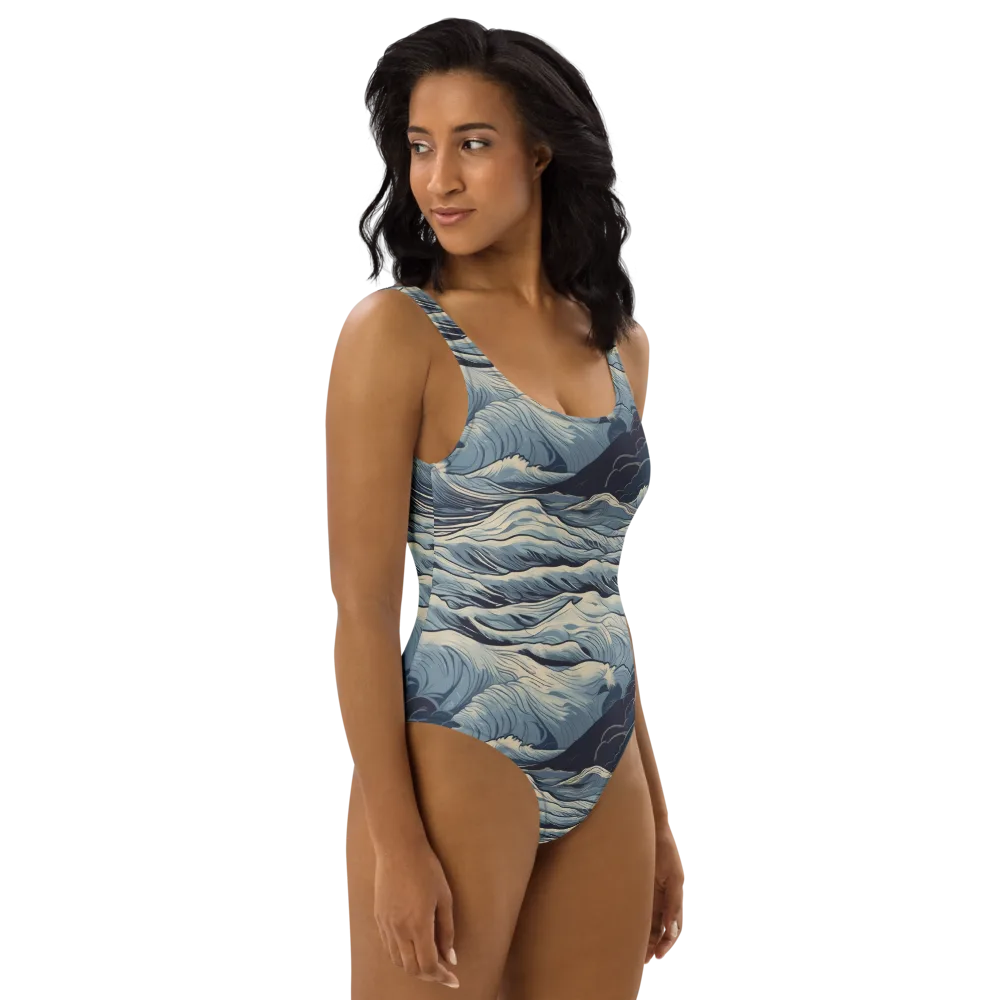Moonlit Swell on One-Piece Swimsuit — Right