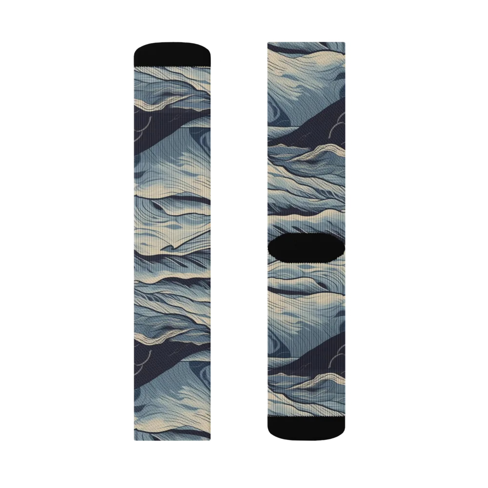 Moonlit Swell on Socks — Left Sock