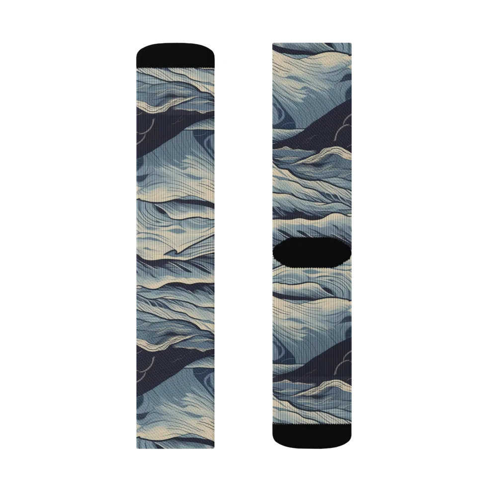 Moonlit Swell on Socks — Right Sock