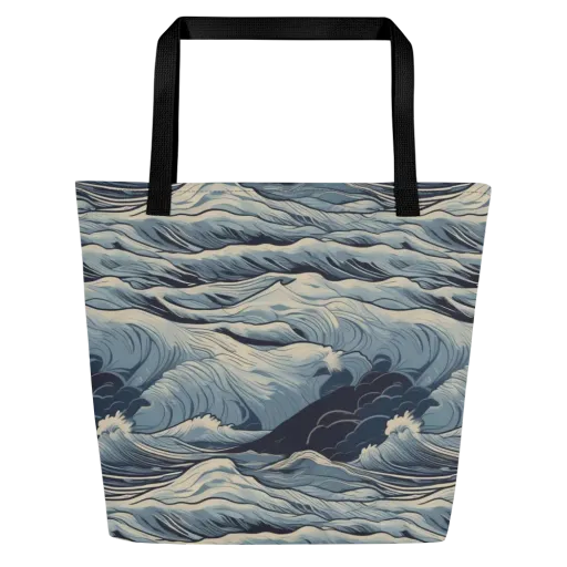 Moonlit Swell on a Large Tote Bag W/ Pocket