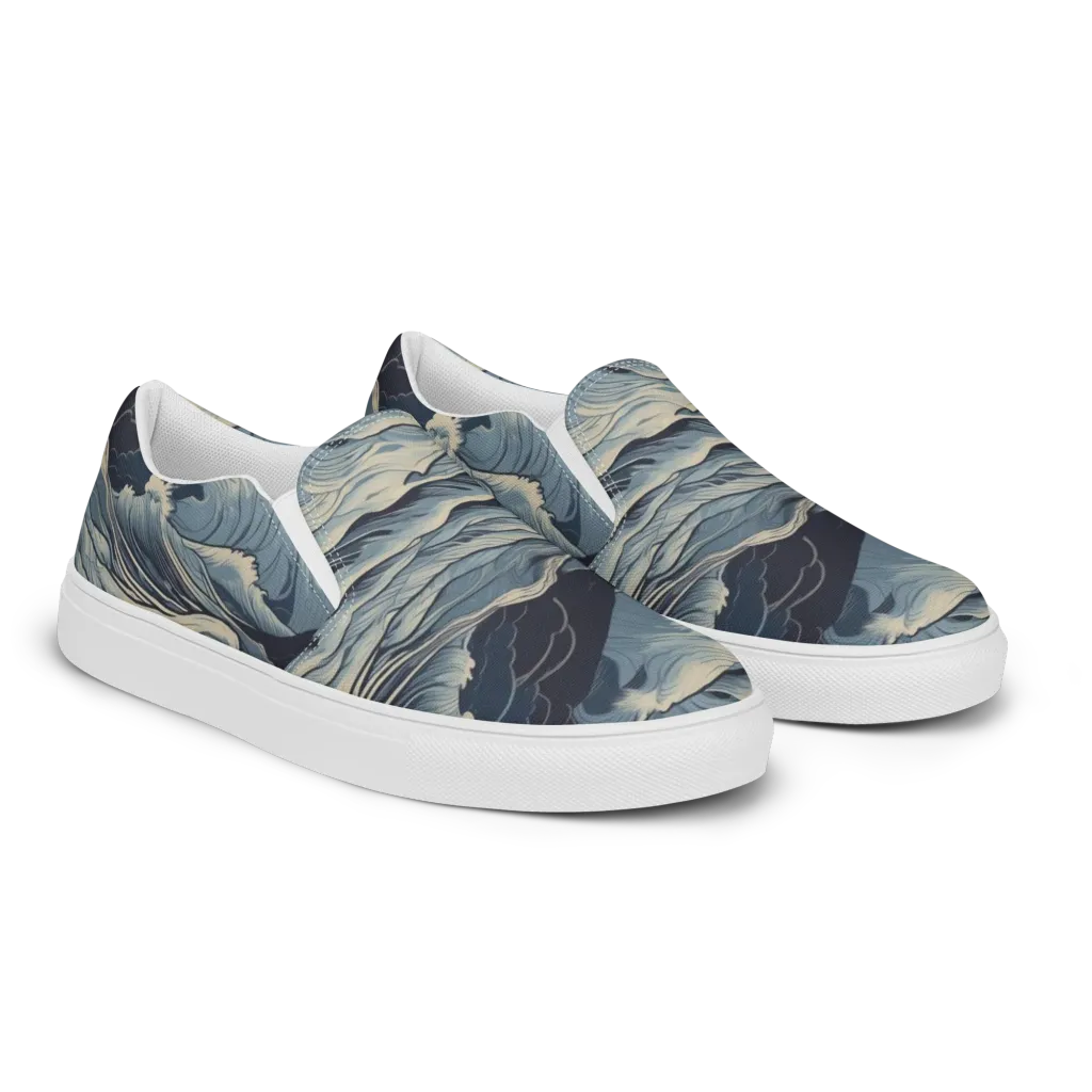 Moonlit Swell on Women's Slip-On Canvas Shoes — Right Front