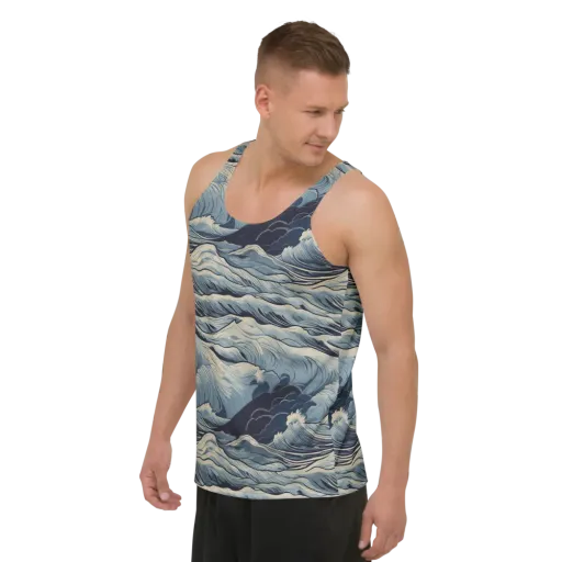 Moonlit Swell on a Men's Tank Top