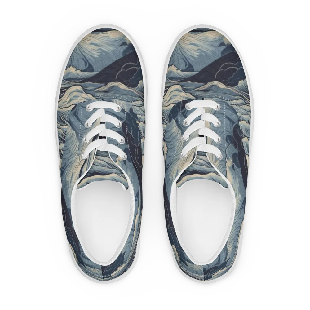 Moonlit Swell on Men's Lace-Up Canvas Shoes — Front