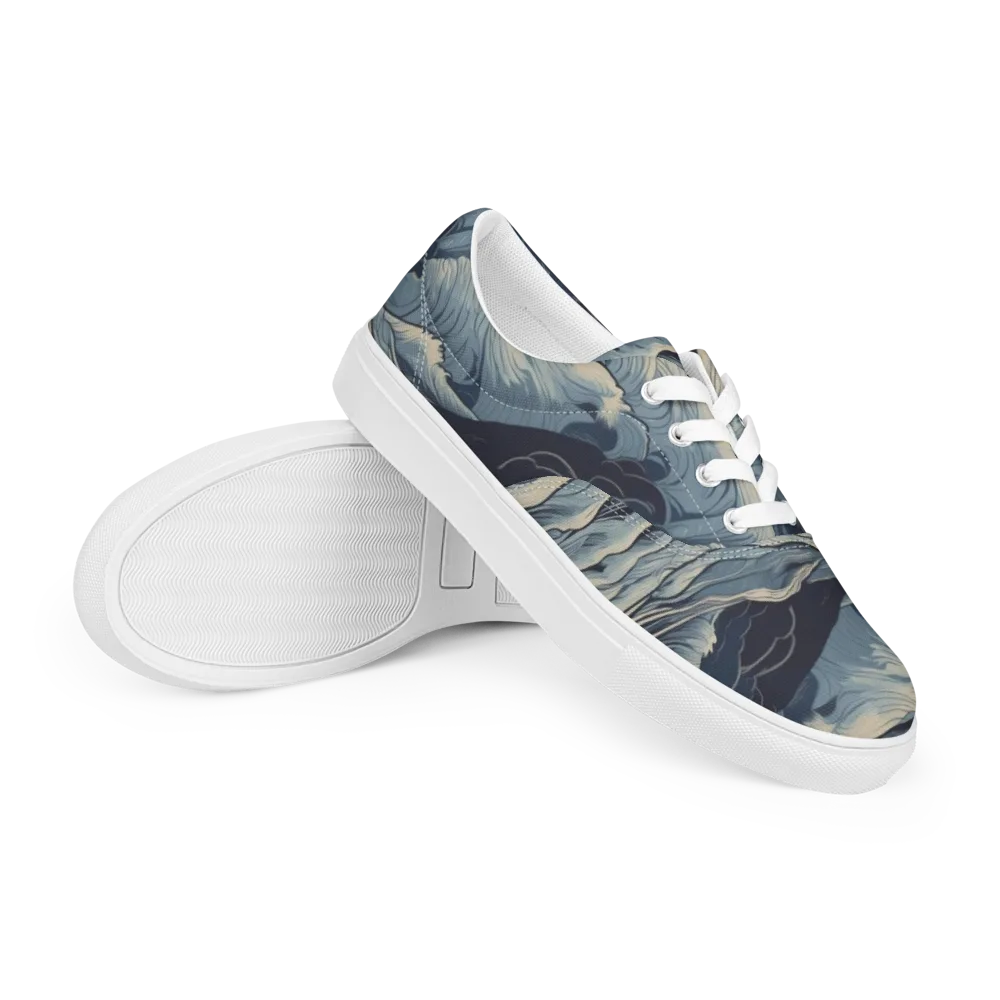 Moonlit Swell on Men's Lace-Up Canvas Shoes — Right Front