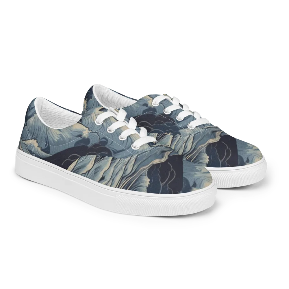 Moonlit Swell on Men's Lace-Up Canvas Shoes — Right Front