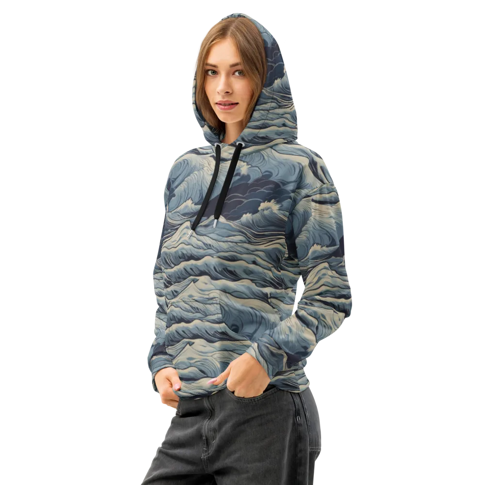 Moonlit Swell on Cotton Hoodie — Left Front
