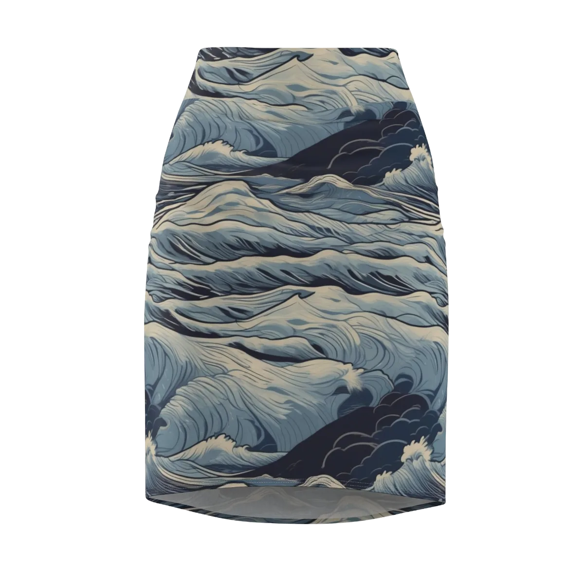 Moonlit Swell on Pencil Skirt — Front