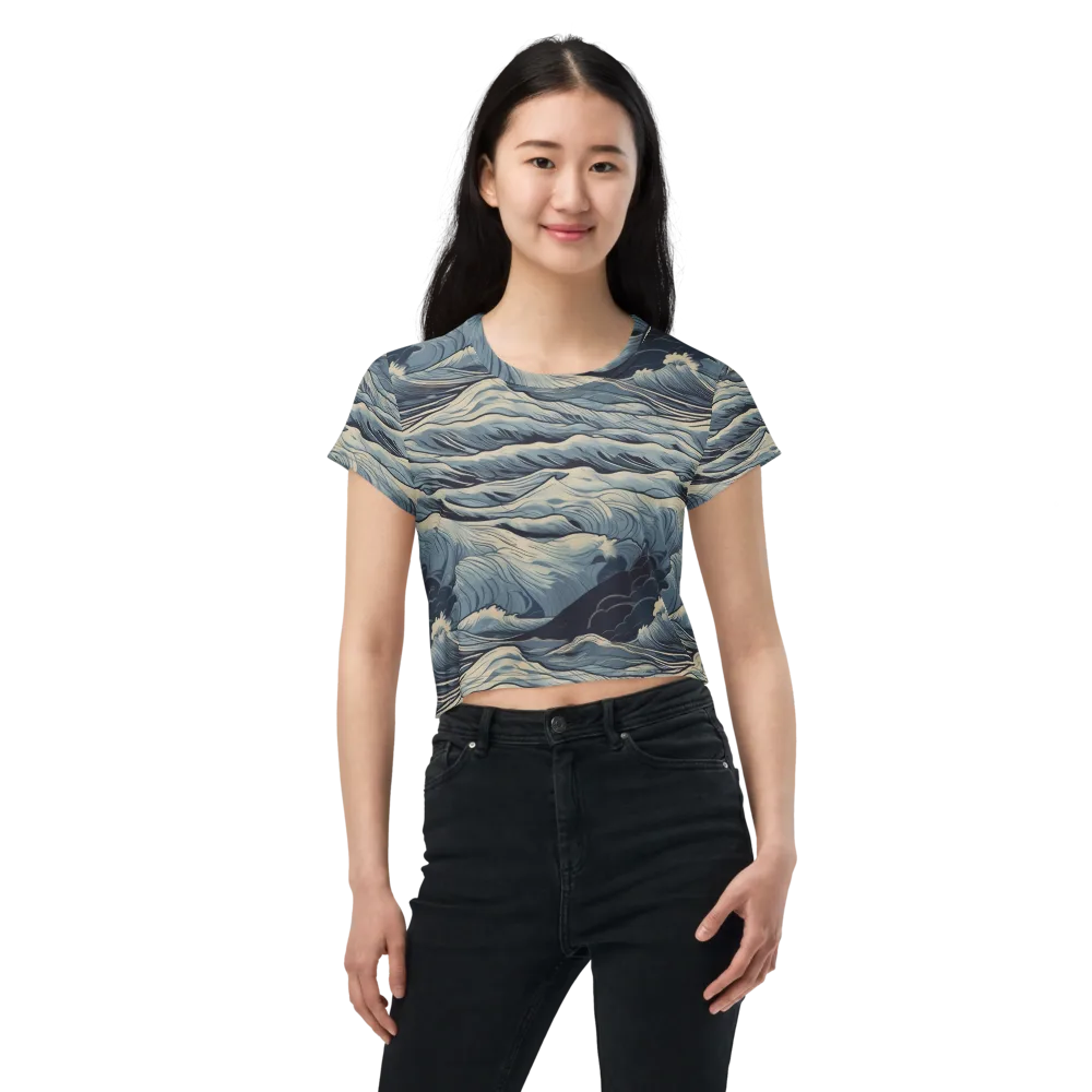 Moonlit Swell on Crop Tee — Front