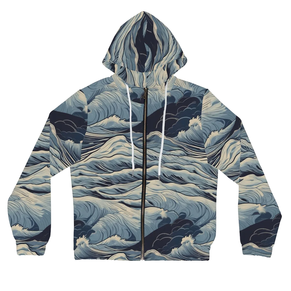 Moonlit Swell on Women's Full-Zip Hoodie — Front