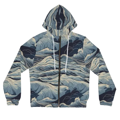Moonlit Swell on a Women's Full-Zip Hoodie