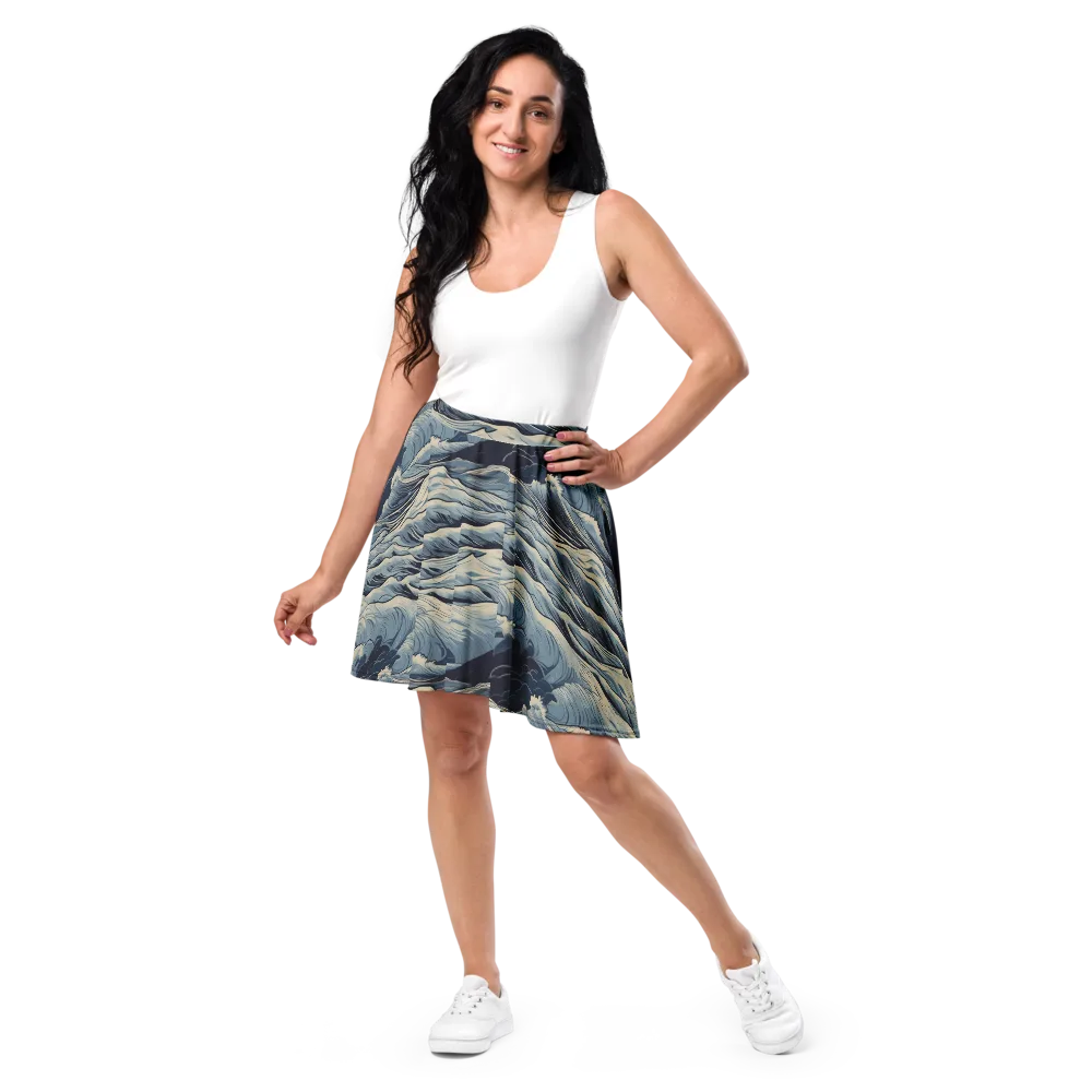 Moonlit Swell on Skater Skirt — Front