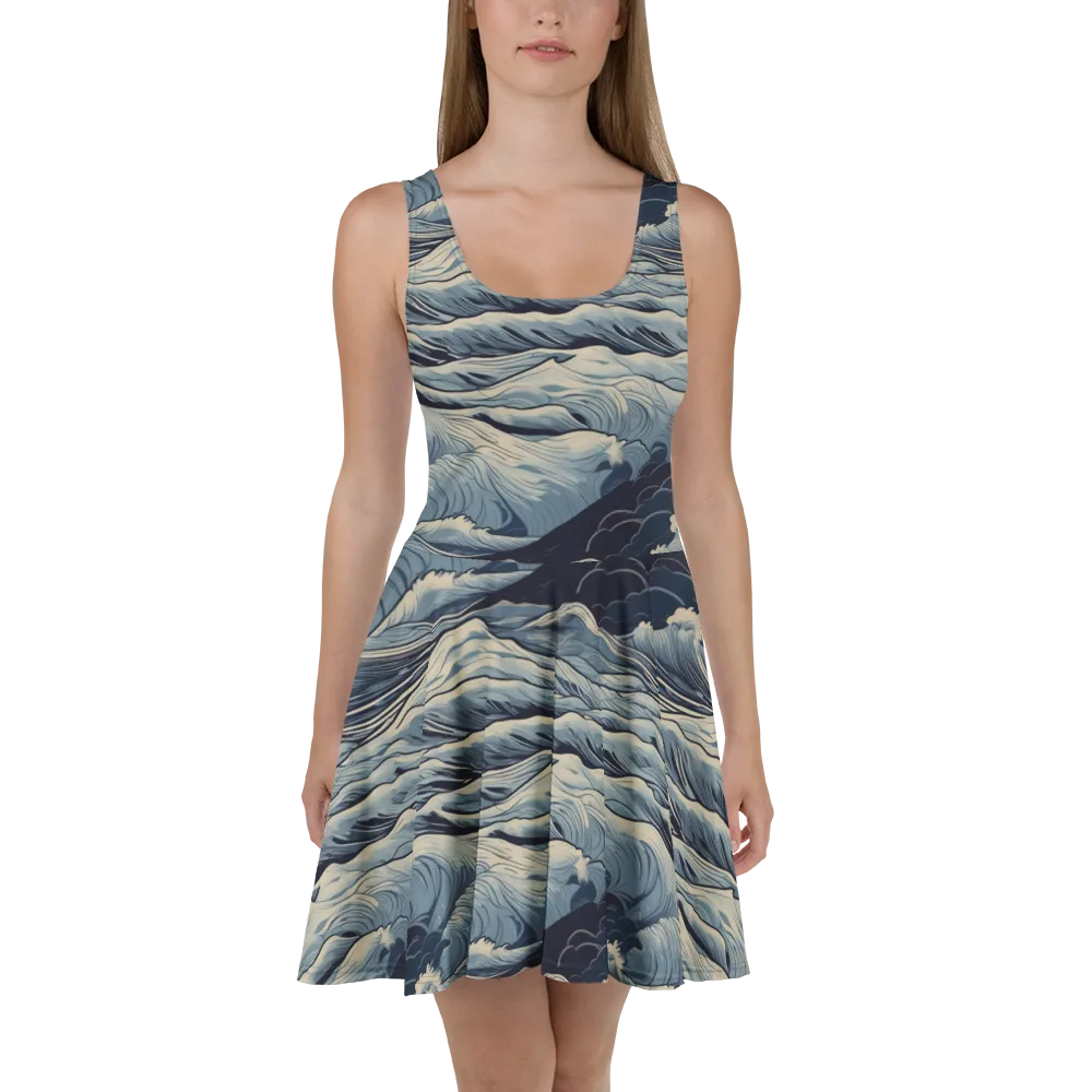 Moonlit Swell on Skater Dress — Front