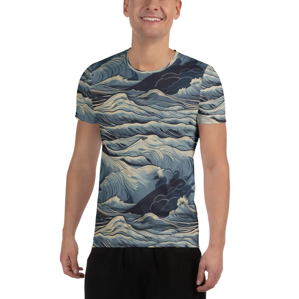 Moonlit Swell on Men's Athletic T-Shirt — Front