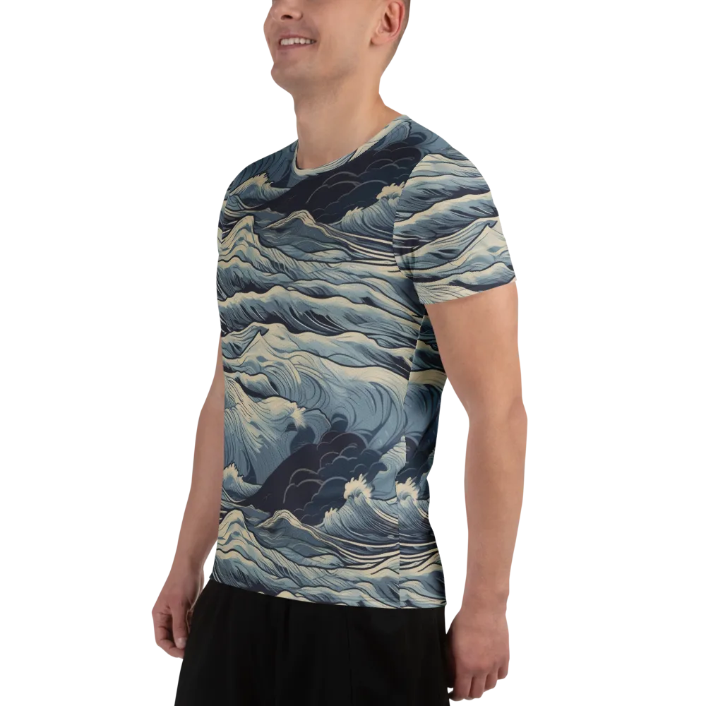 Moonlit Swell on Men's Athletic T-Shirt — Left