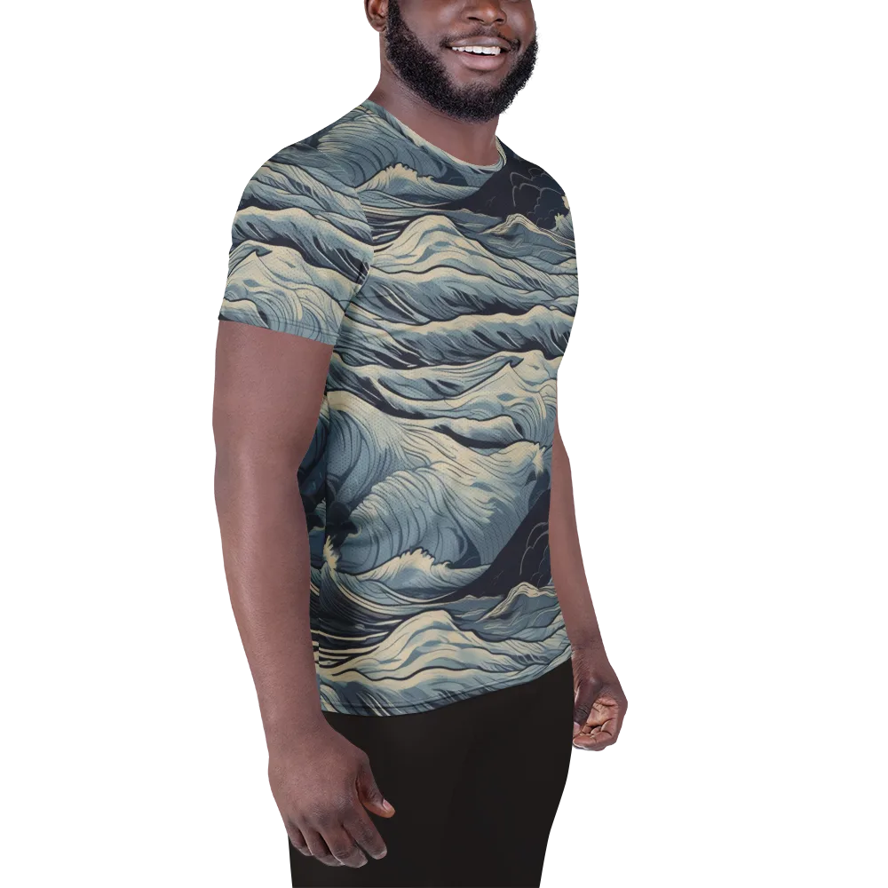 Moonlit Swell on Men's Athletic T-Shirt — Right