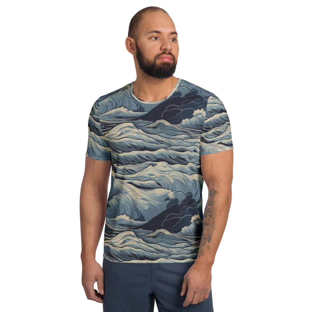 Moonlit Swell on Men's Athletic T-Shirt — Front