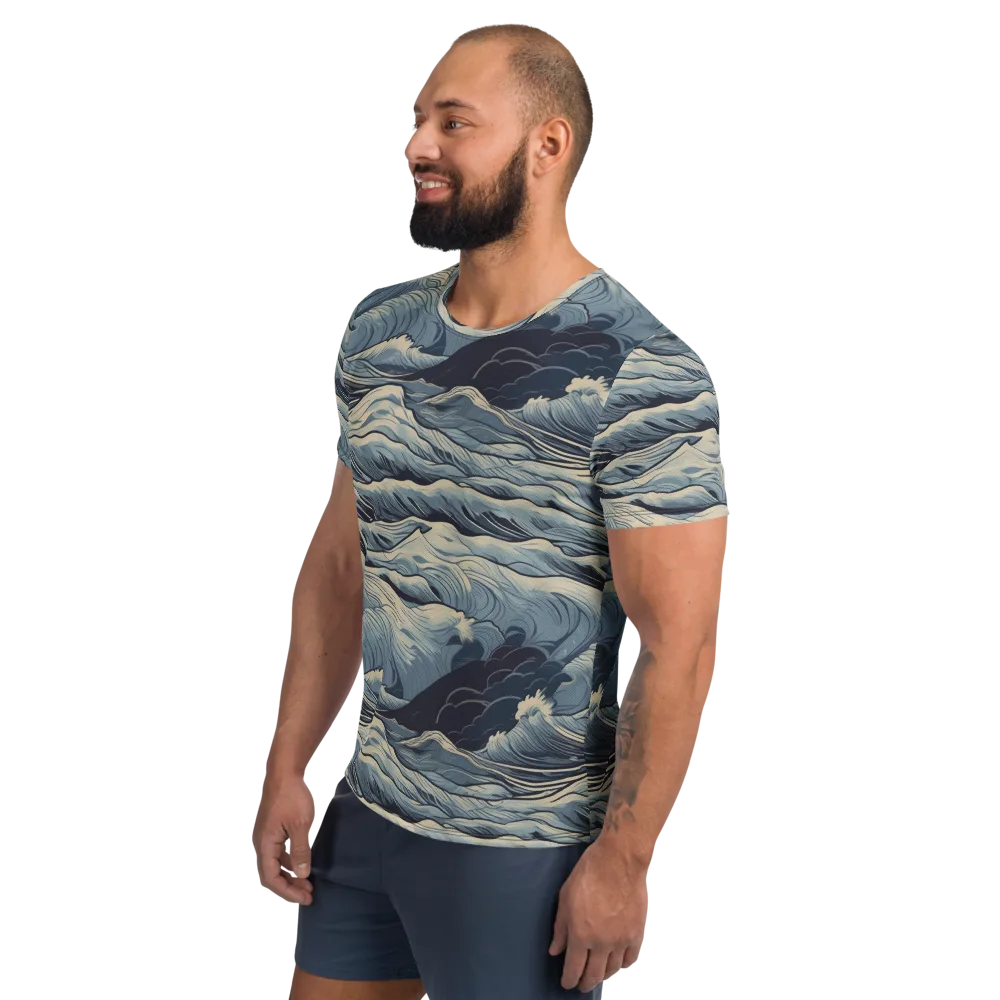 Moonlit Swell on Men's Athletic T-Shirt — Left