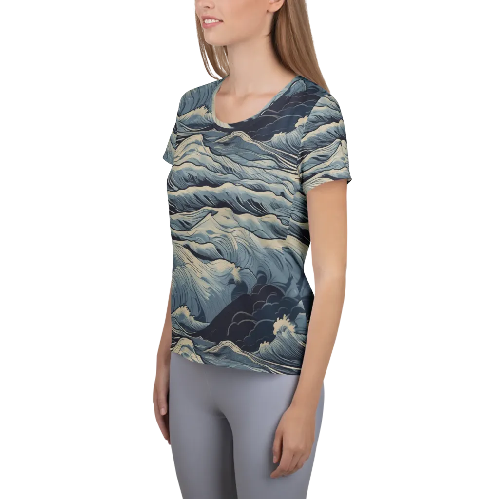 Moonlit Swell on Women's Athletic T-Shirt — Left