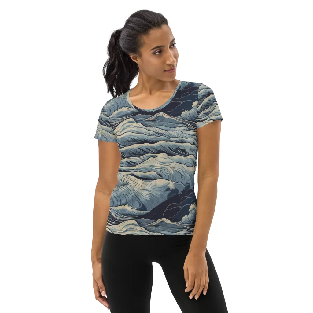 Moonlit Swell on Women's Athletic T-Shirt — Front