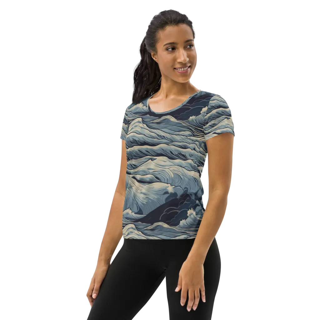Moonlit Swell on Women's Athletic T-Shirt — Left