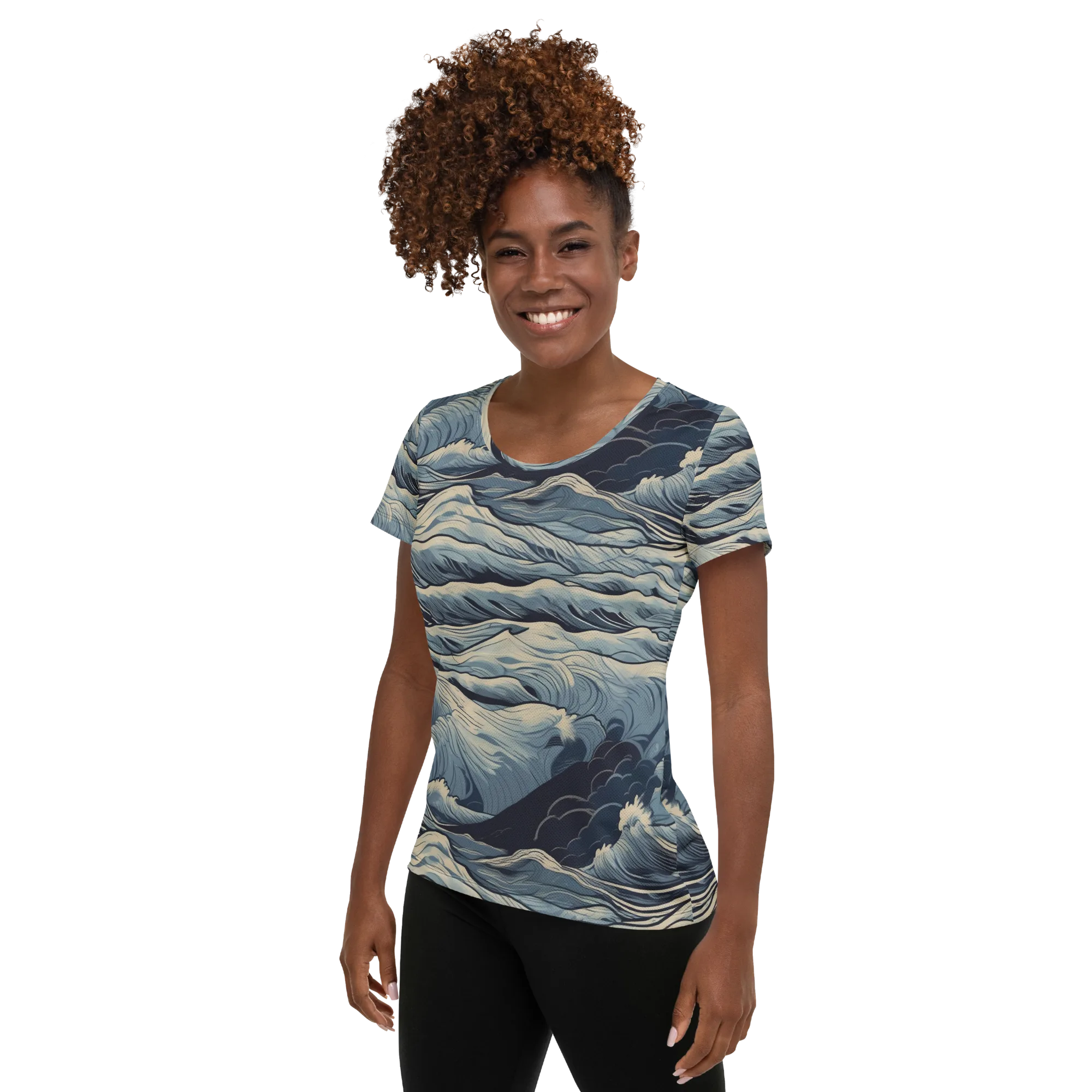 Moonlit Swell on Women's Athletic T-Shirt — Left