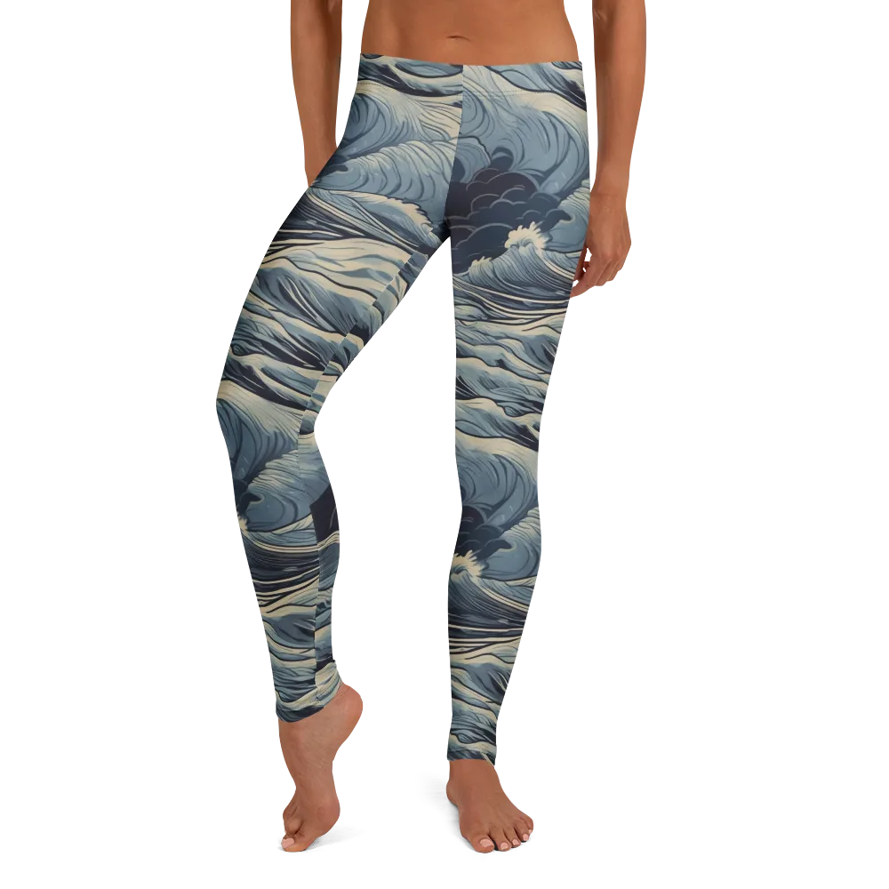 Moonlit Swell on Leggings — Front