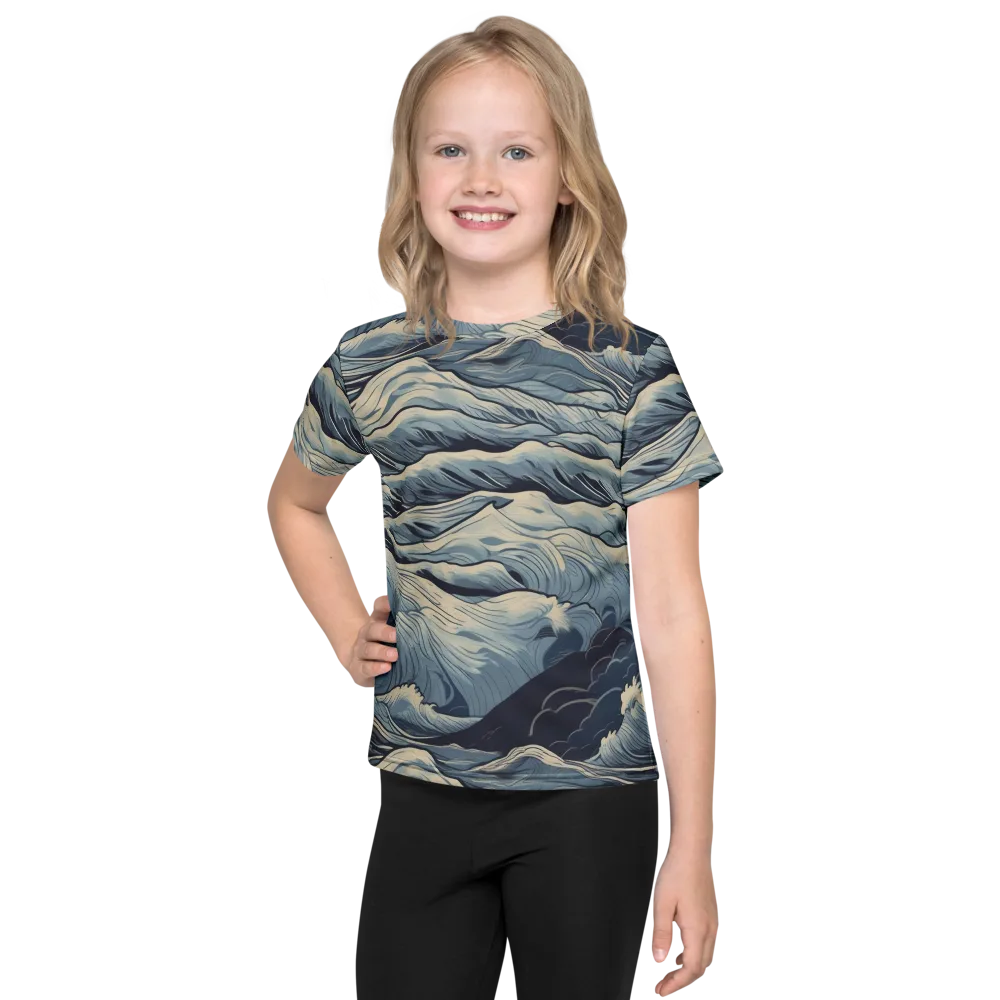Moonlit Swell on Kids Crew Neck T-Shirt — Front