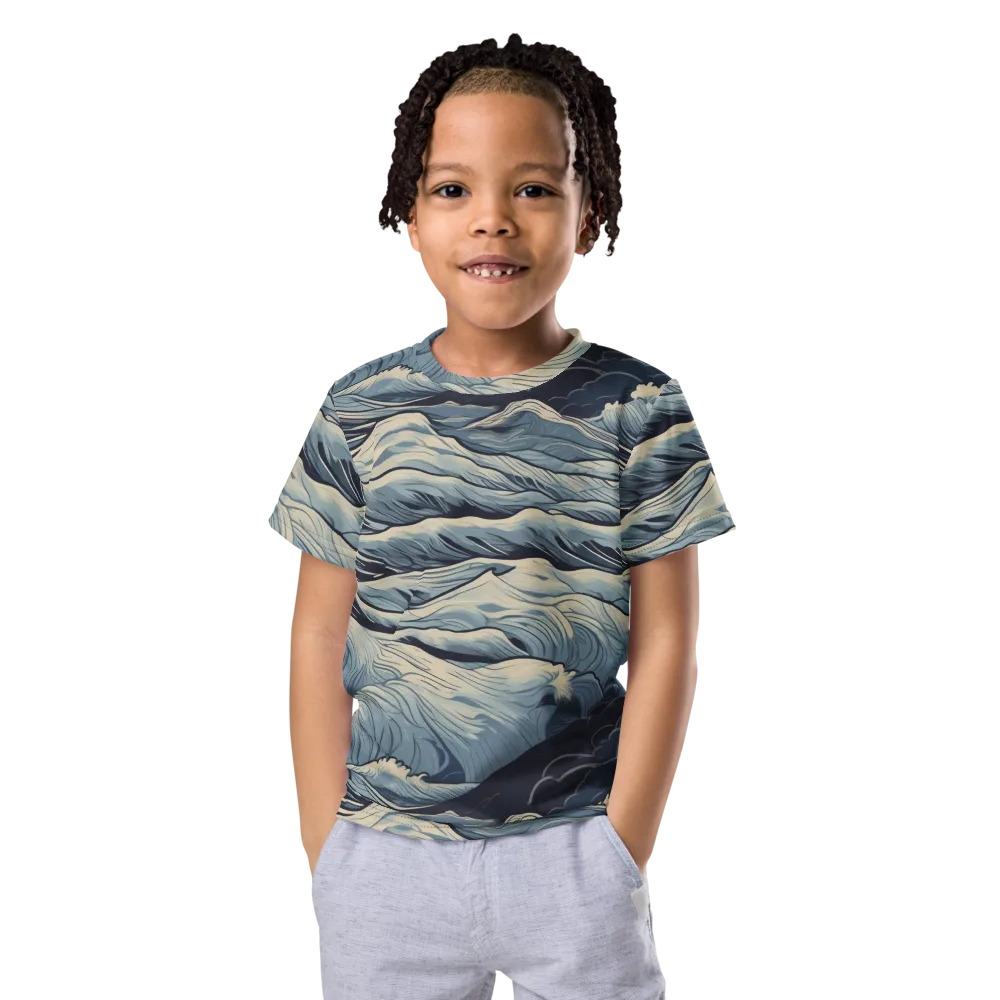 Moonlit Swell on Kids Crew Neck T-Shirt — Front