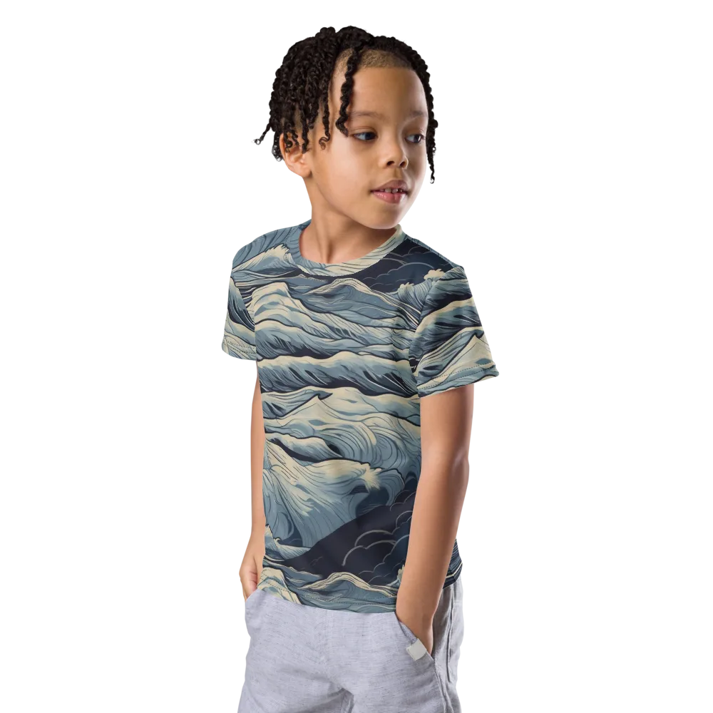 Moonlit Swell on Kids Crew Neck T-Shirt — Left Front