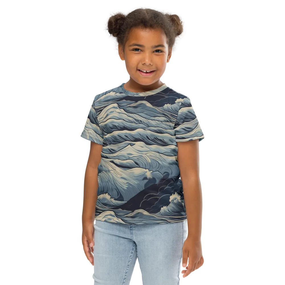 Moonlit Swell on Kids Crew Neck T-Shirt — Front