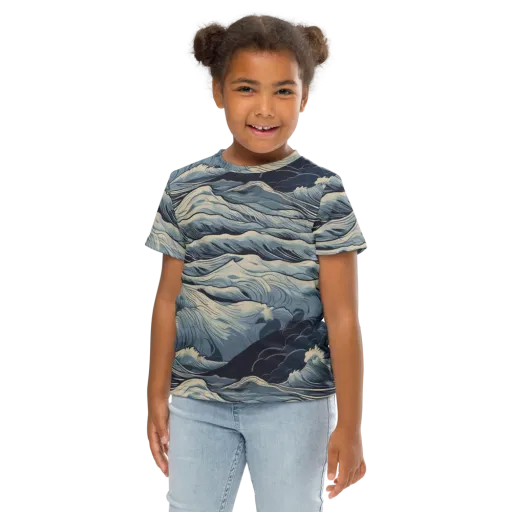 Moonlit Swell on a Kids Crew Neck T-Shirt