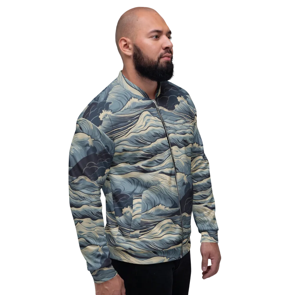 Moonlit Swell on Bomber Jacket — Right