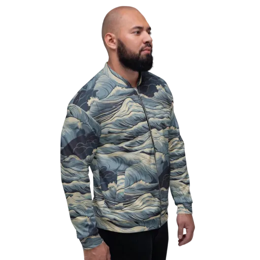 Moonlit Swell on a Bomber Jacket