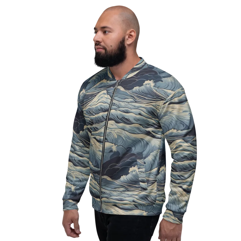 Moonlit Swell on Bomber Jacket — Left