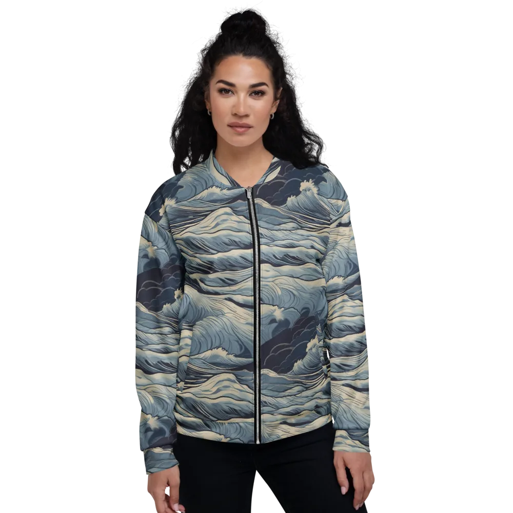 Moonlit Swell on Bomber Jacket — Front