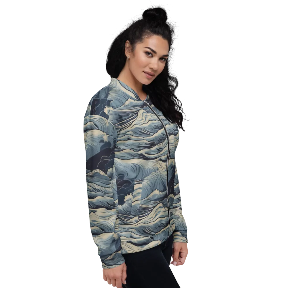 Moonlit Swell on Bomber Jacket — Right