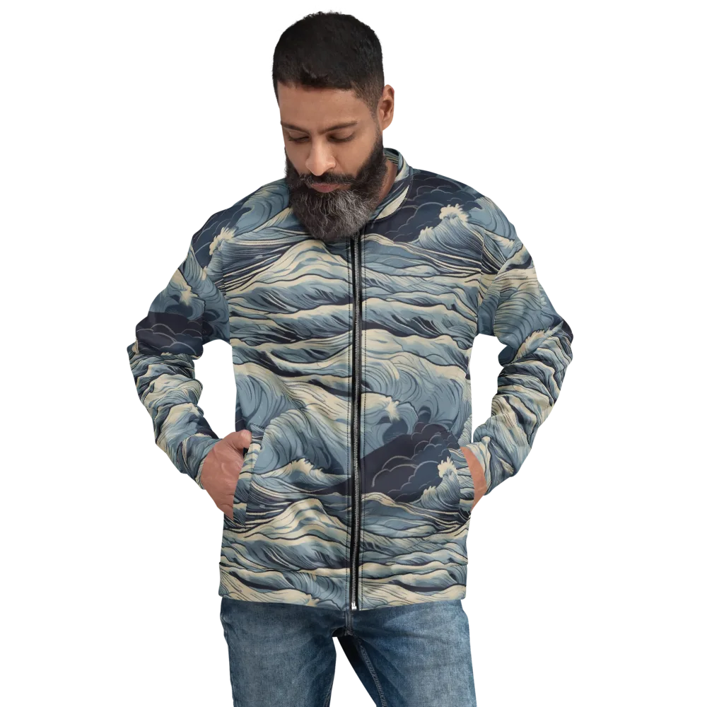 Moonlit Swell on Bomber Jacket — Front
