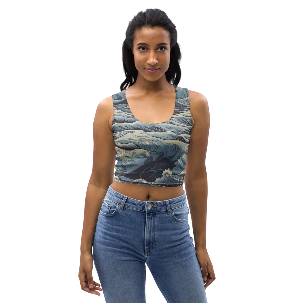 Moonlit Swell on Crop Top — Front