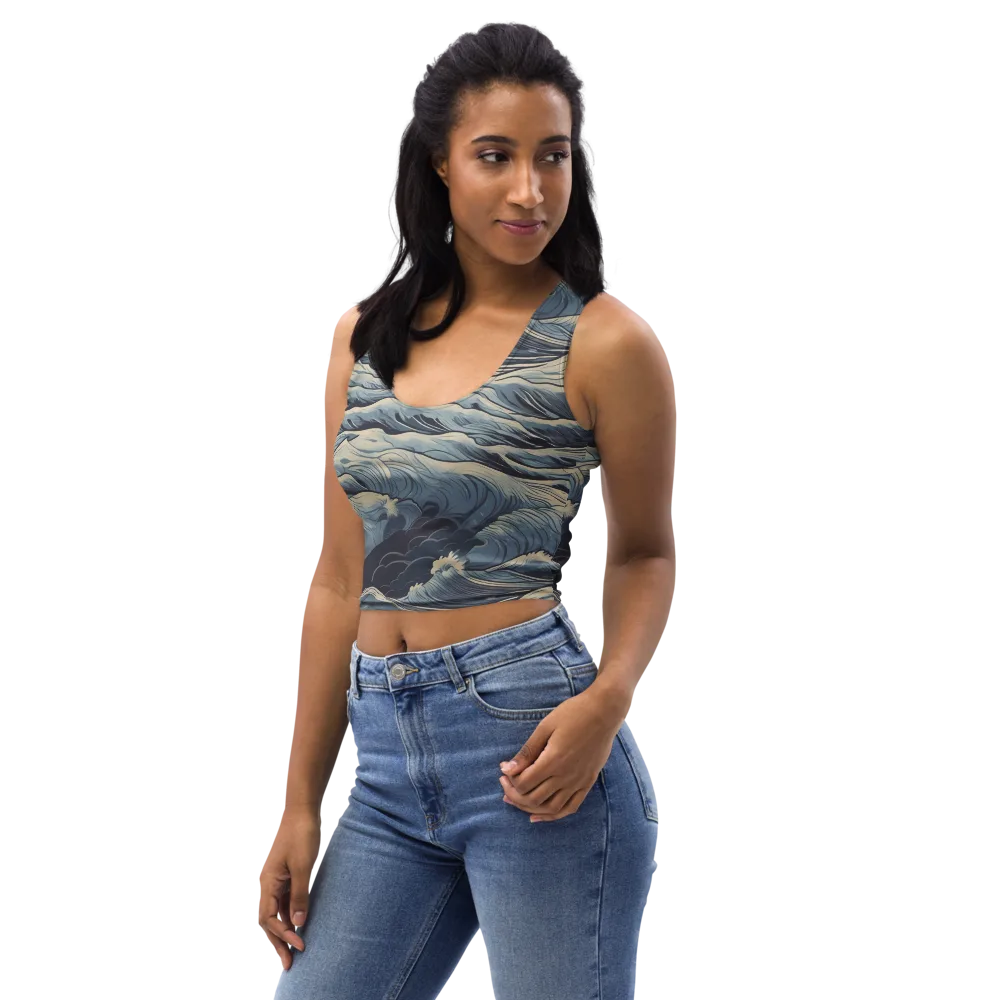 Moonlit Swell on Crop Top — Left Front