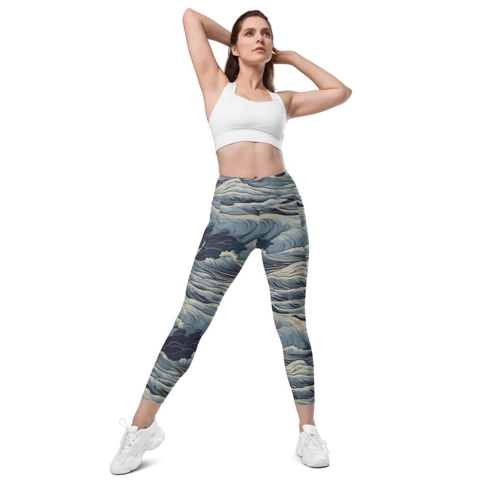 Moonlit Swell on Leggings with Pockets — Front