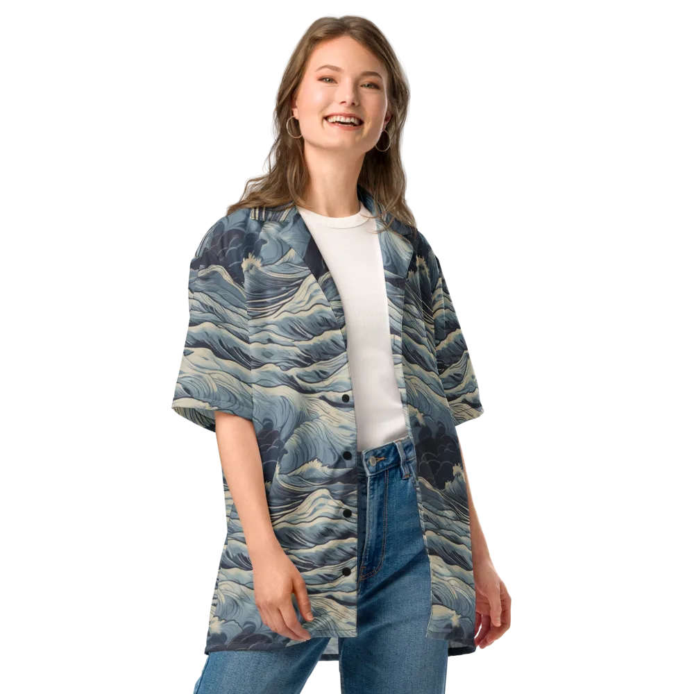 Moonlit Swell on Button Shirt — Front