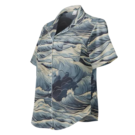 Moonlit Swell on a Women's Short Sleeve Pajama Top
