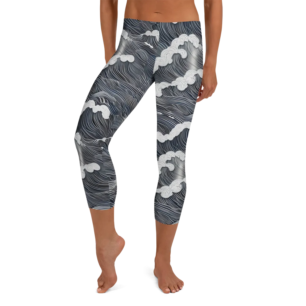 Nocturne Surf on Capri Leggings — Front