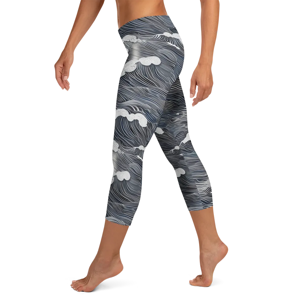 Nocturne Surf on Capri Leggings — Left