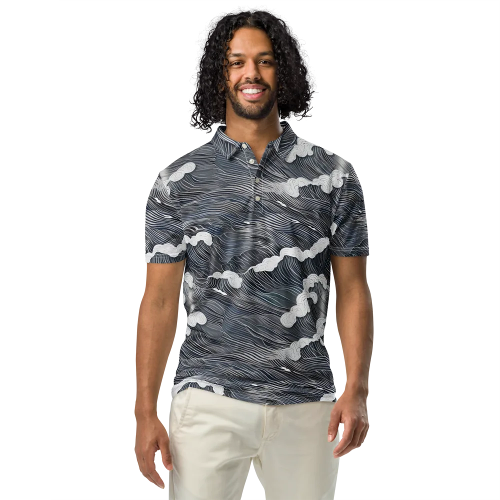 Nocturne Surf on Men's Slim Fit Polo Shirt — Front