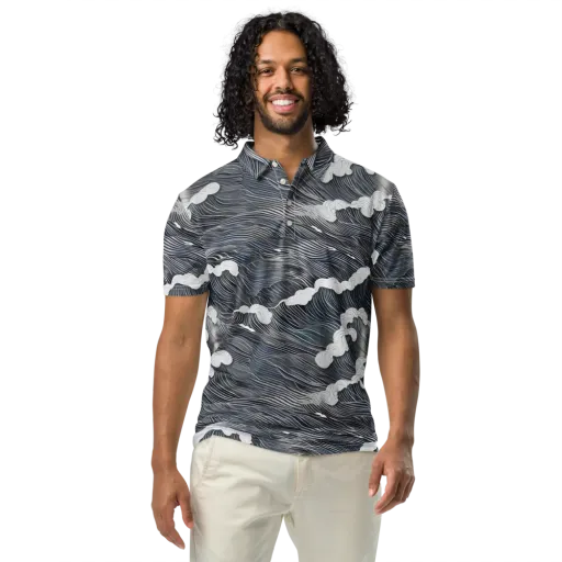 Nocturne Surf on a Men's Slim Fit Polo Shirt