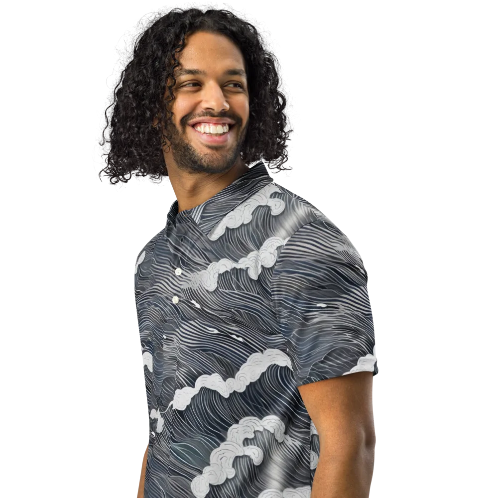 Nocturne Surf on Men's Slim Fit Polo Shirt — Left Front